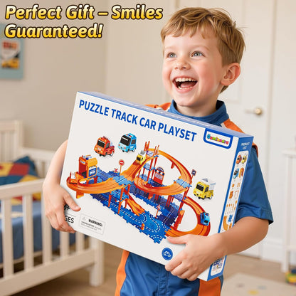 Toddler Puzzles Track Cars Toys for Kids, Boys and Girls Age 3-5 4-7, Floor Puzzle Race Track with Cars and Road Signs, Birthday Toy Games for 3 4 5 6 7 8 Year Old Birthday Gifts