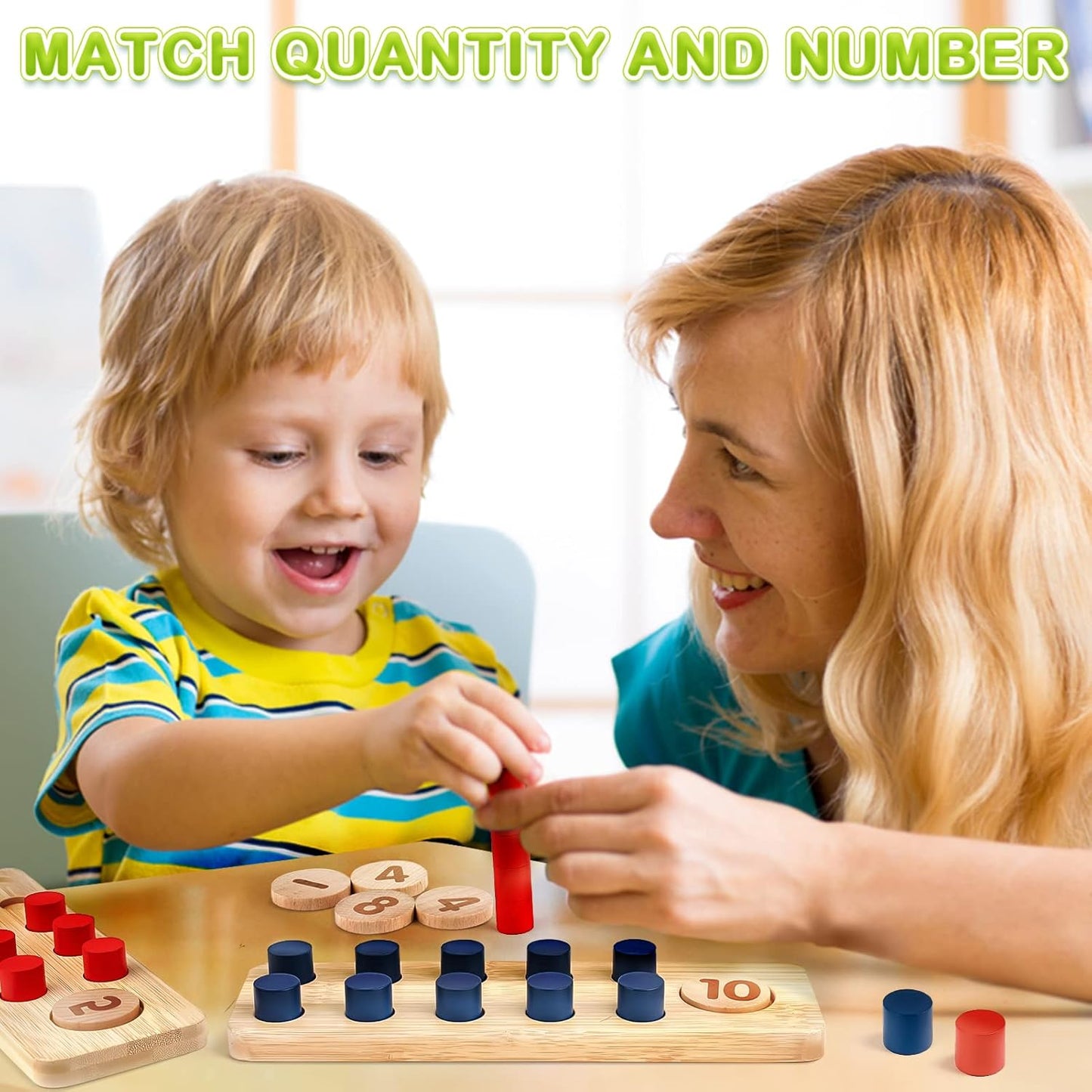 DINORUN Montessori Toys for 3 4 5 Year Old Boy Girl Birthday Gifts - Counting Peg Board for Kids 3-5-7 - Wooden Learning Math and Numbers Manipulatives Materials for Preschool Teacher Classroom