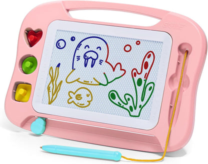 SGILE Toddler Toys for Kids, Large Magnetic Drawing Board for Birthday Gift, Toys for 1 2 3 4 Year Old Girls Boys, Etch & Sketch Pad with 4 Stamps, Learning and Educational, 16 ×13 in, Blue