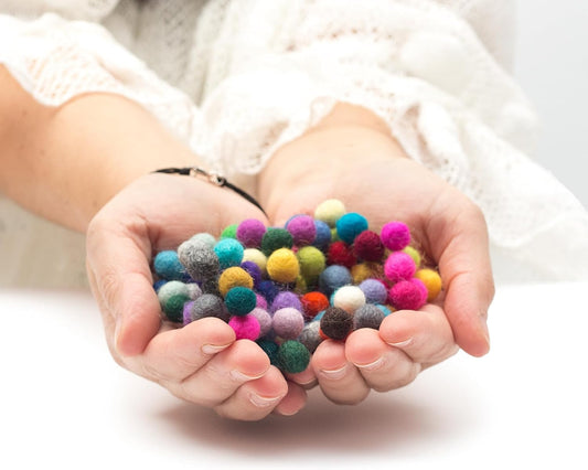 Glaciart One Felt Balls, Felt Wool Balls (240 Pieces) 1 Centimeter - 0.4 Inch, Handmade Felted 40 Color (Red, Pink, Blue, Gray, Black, White, Pastel and More) Bulk Small Puff for Felting and Garland