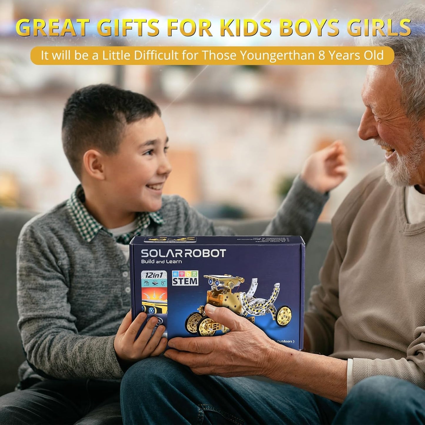 Solar Robot Kit for Kids Age 8-12, STEM Building Toys,12-in-1 Build Your Own Robot with Solar Panel & Battery Power, Science Engineering Christmas Birthday Idea Gifts for Boy Age 8 9 10 11 12