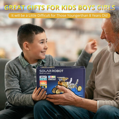 Solar Robot Kit for Kids Age 8-12, STEM Building Toys,12-in-1 Build Your Own Robot with Solar Panel & Battery Power, Science Engineering Christmas Birthday Idea Gifts for Boy Age 8 9 10 11 12