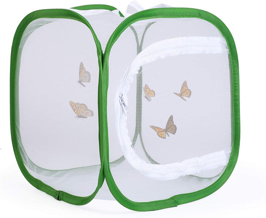 23.6" Large Butterfly Habitat Insect Cage Caterpillars Enclosure Pop-up Clear View 6 Mesh Panels 15.7 x 15.7 x 23.6 Inches Tall