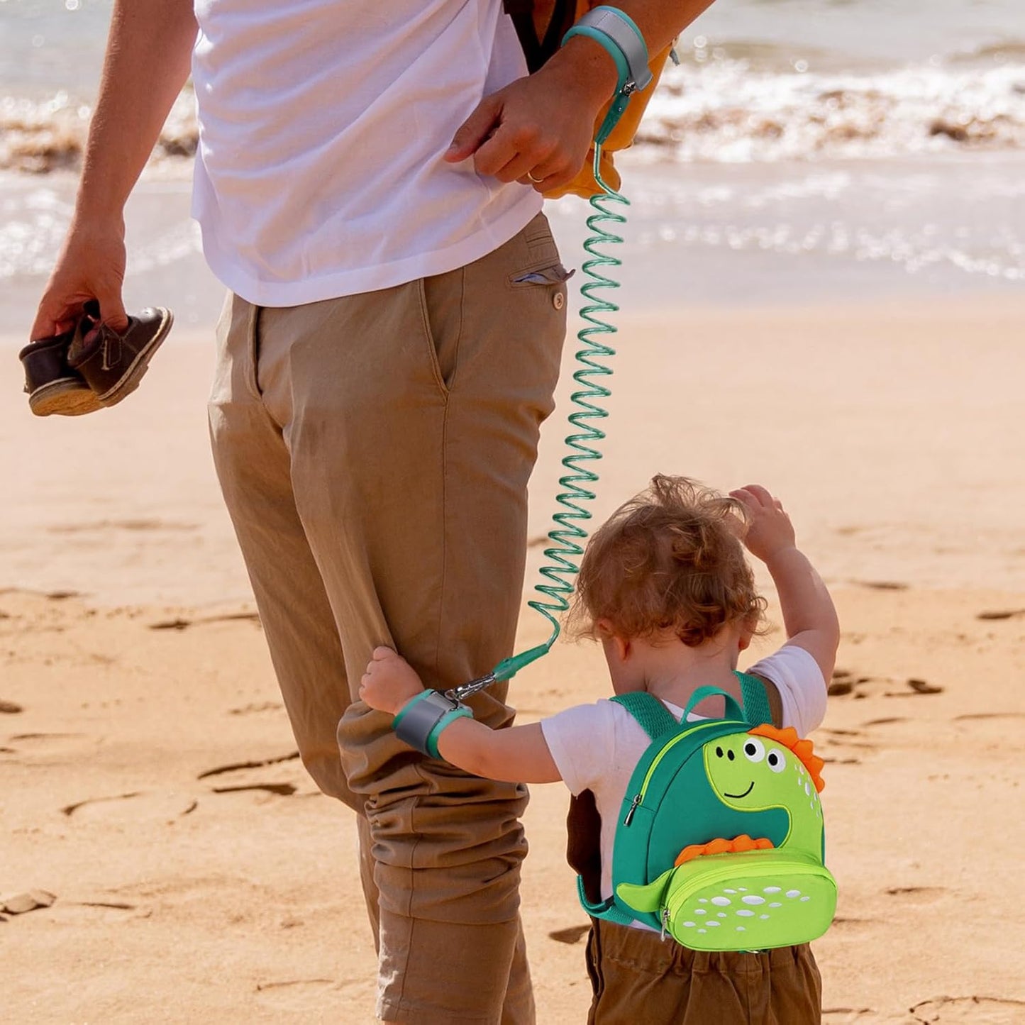 Accmor Toddler Harness Backpack Leash, Cute Dinosaur Backpacks with Anti Lost Wrist Link, Cute Mini Child Backpack Wristband Tether Strap and Protection Leashes for Boys Girls Aged 1-3 Years