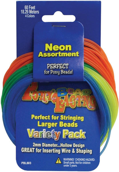 Pepperell Pony Bead Lacing Cord Variety Pack, 60-Feet, Neon Colors