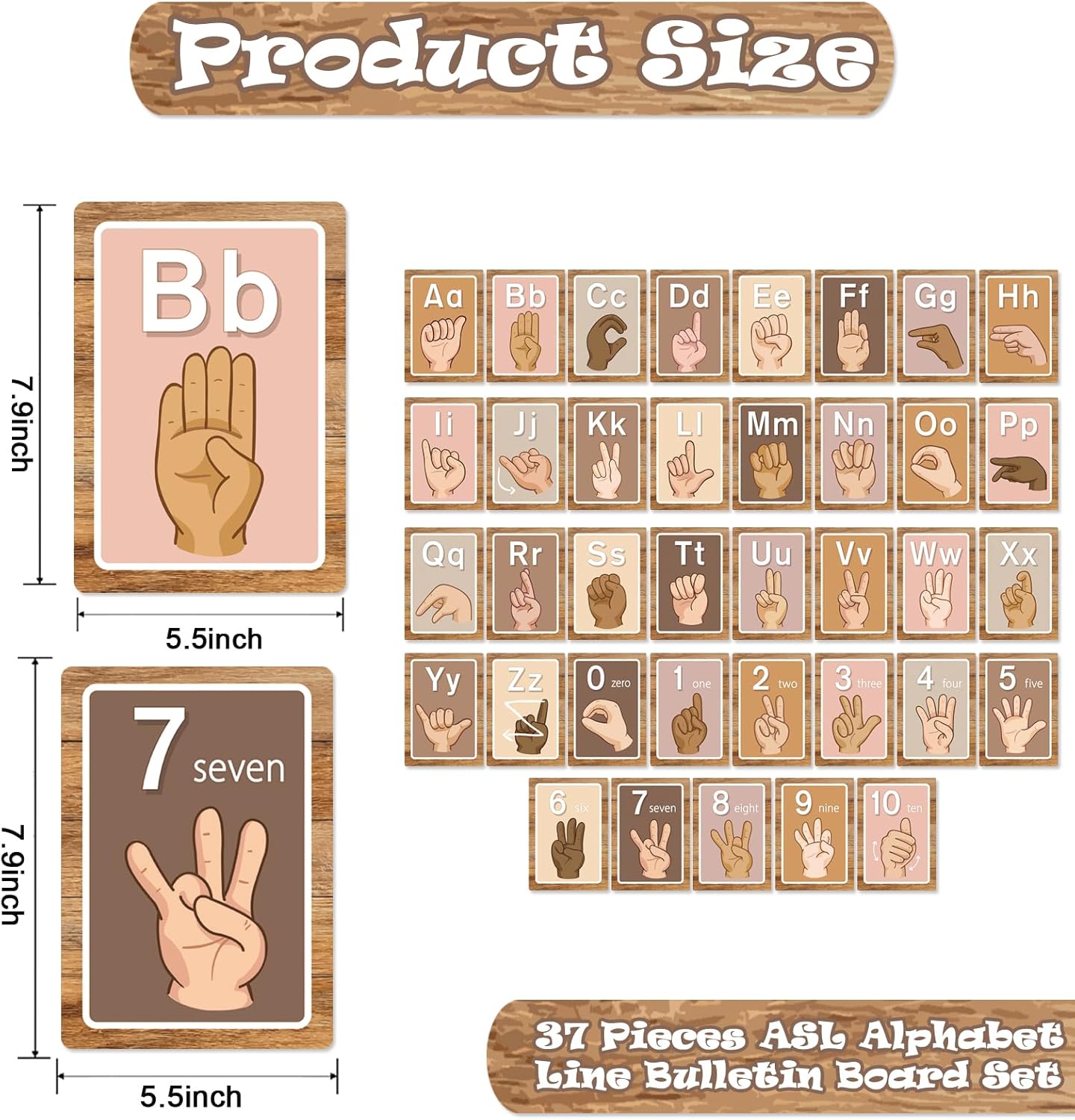 Sign Language Bulletin Board Alphabet - 37 ASL Alphabet Learning ABC Alphabet Poster Classroom Decorative Card Set Kindergarten/Elementary/Homeschool Supplies