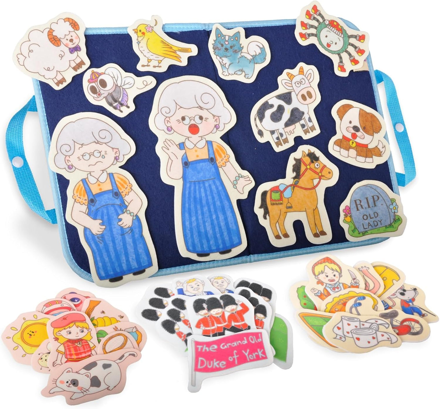 CHEFAN Felt/Flannel Board Story Set of 4, PRECUT Felt Pieces for Preschool Toddlers Circle Time,We are Going On A Bear Hunt, Mary Had A Little Lamb, Little Bo-Peep, Little Boy Blue
