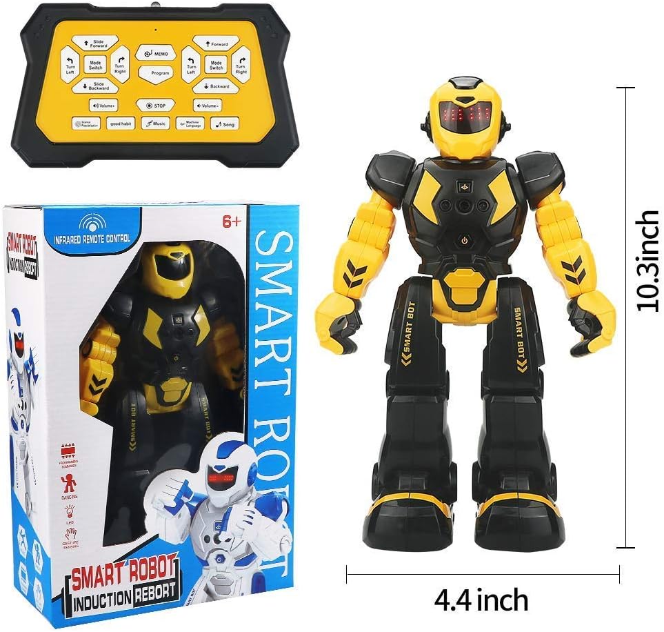 Remote Control Robot for Kids,Intellectual Gesture Sensor Programmable Robots with Infrared Controller Early Education Toys can Dance Sing Walk,Best Gift for Children (Blue/White)