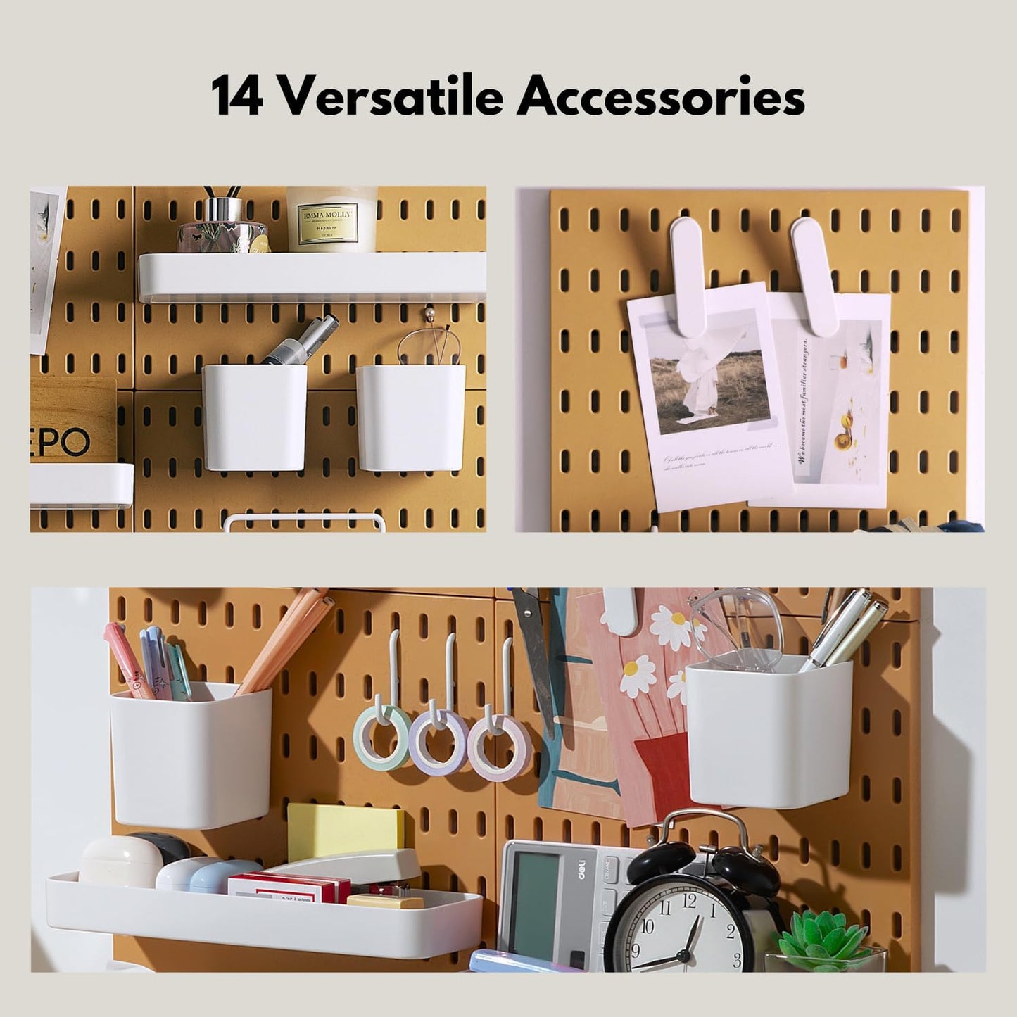 Keepo Peg Board Wall Organizer – Plastic Pegboard Panels, Modular Peg Board Storage System for Home Office, Craft Room, Gaming Setup (White, 33″×22″)
