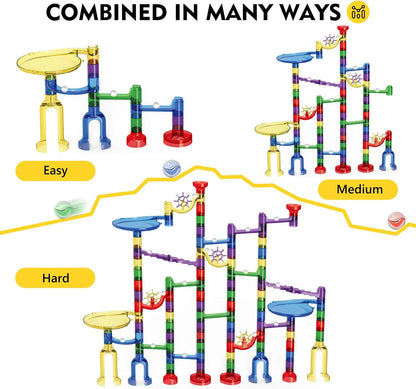 Magicfly Marble Run Set, 127 Pcs Marble Race Track for Kids with Glass Marbles, Ideal Gift for Christmas or Birthday