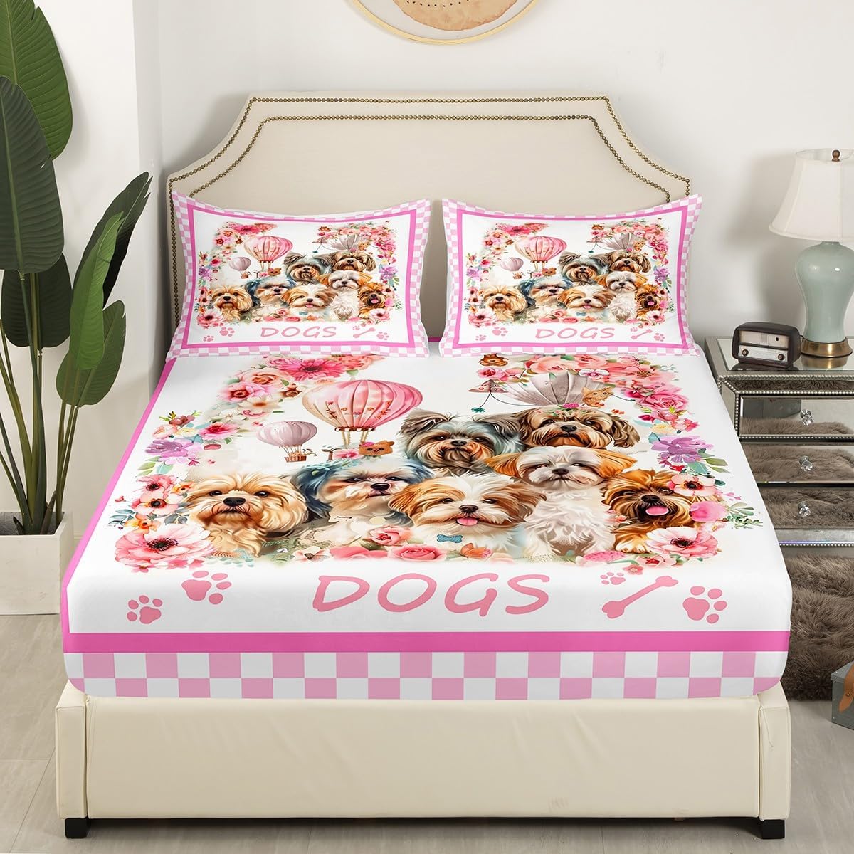 Drum Kit Fitted Sheet,Full Size Rock Music Collections Musical Instruments Theme,Soft Decorative Fabric Bedding Deep Pocket for Children Teens Young Boys Girls,with 2 Pillowcases