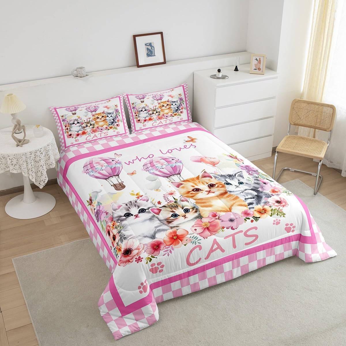 Castle Fairy Drum Kit Comforter Set,Musical Instruments Bedding Set for Kids Girls Women,Adults Rock Music Comforter,Neon Lighting Quilted Duvet Set Bedroom Collection Twin Size 2Pcs