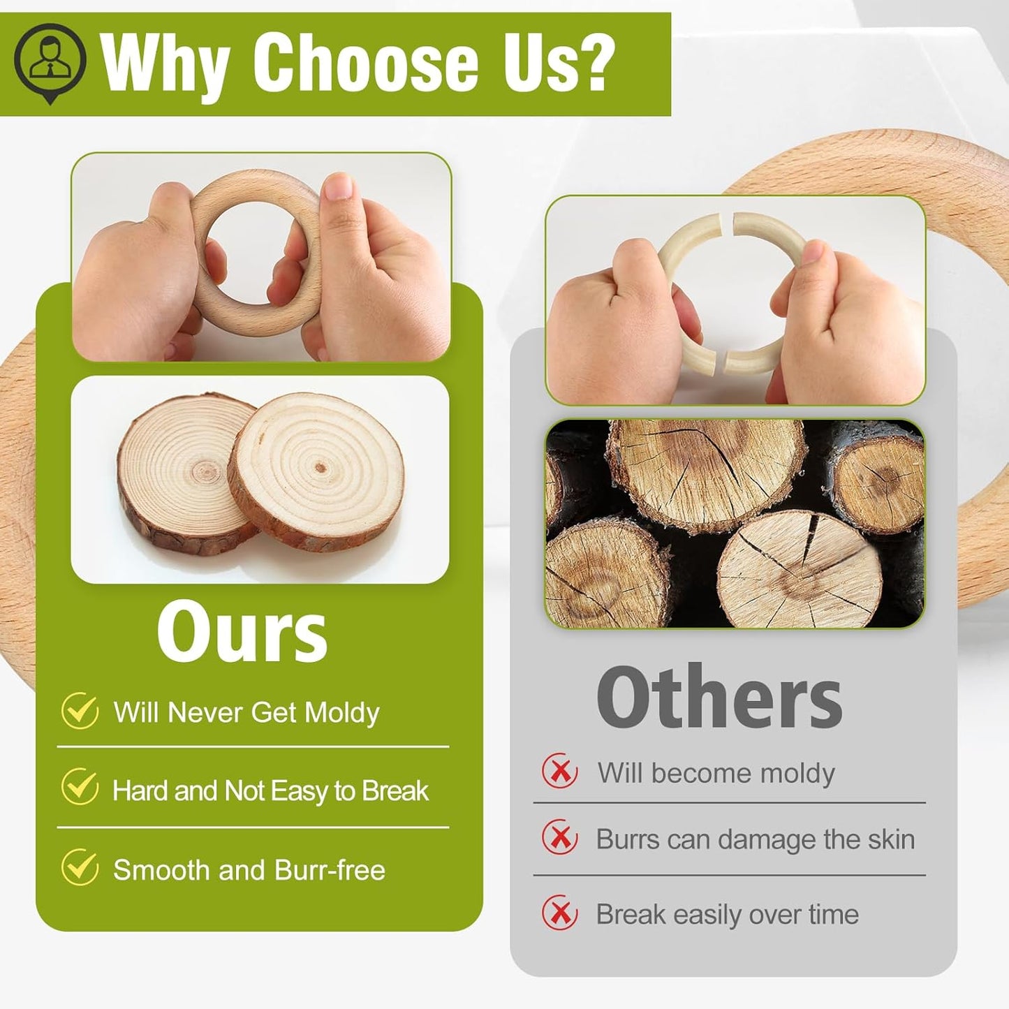 FoDau770 5pcs Natural Beech Wooden Rings, Unfinished Solid Wood Rings Heavy Duty Wood Circles, Macrame Craft Circles for Party, Home Decor & DIY Making - Outer Diameter: 3 Inch