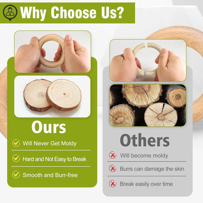 FoDau770 5pcs Natural Beech Wooden Rings, Unfinished Solid Wood Rings Heavy Duty Wood Circles, Macrame Craft Circles for Party, Home Decor & DIY Making - Outer Diameter: 3 Inch