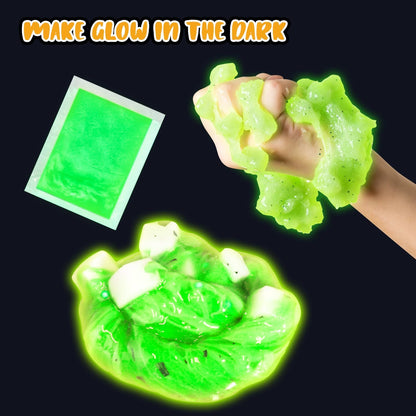 Dinosaur Slime Making Kit, Jelly Cube/Butter/Crystal/Glow in The Dark Slime with Add-ins, Includes Dino Figurines/Volcano, Christmas Birthday Party Favors Gift Toys for Kids Boys 6-12