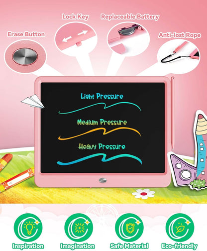 KOKODI 15 Inch LCD Writing Tablet with Anti-Lost Stylus, Erasable Doodle Board Colorful Toddler Drawing Pad, Car Travel School Games Toys for 3 4 5 6 7 8 Kids, Birthday Gift for Girls Boys Blue
