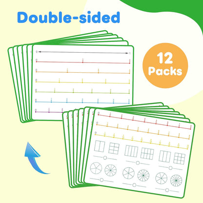 12 PCS Fraction Manipulatives Dry Erase Flash Cards Math Manipulatives, Fraction Circles Math Games for Kids Elementary School 1st - 6th Grade Homeschool Supplies Teacher Classroom Must Have