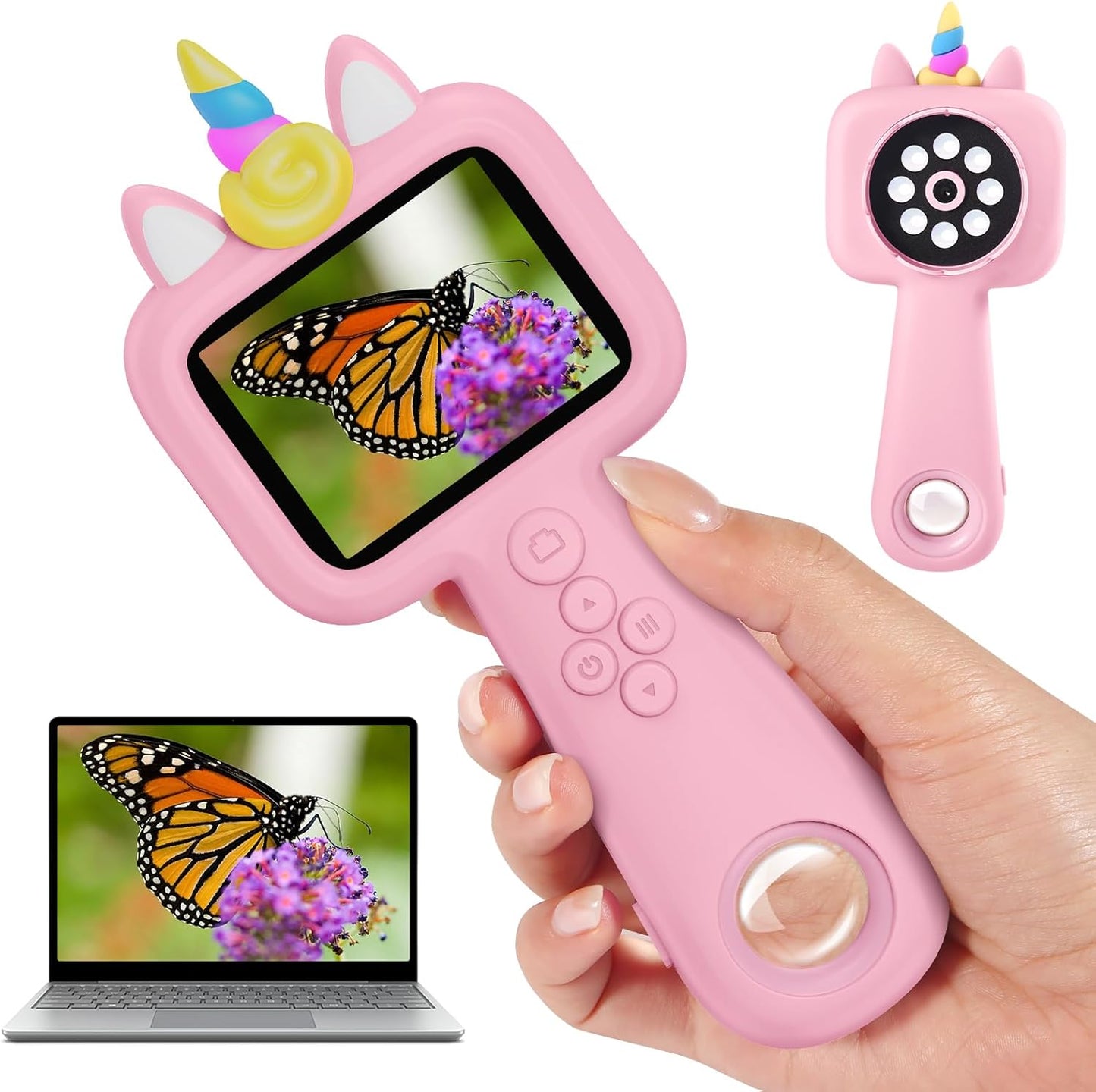 Magnify 2.4" Microscope for Kids, 600X-4800X Handheld Digital Miniscope, Portable Pocket Magnification Microscope Photo & Video | Education Toys for Age 3 4 5 6 7 8 9 10 Girls Boys