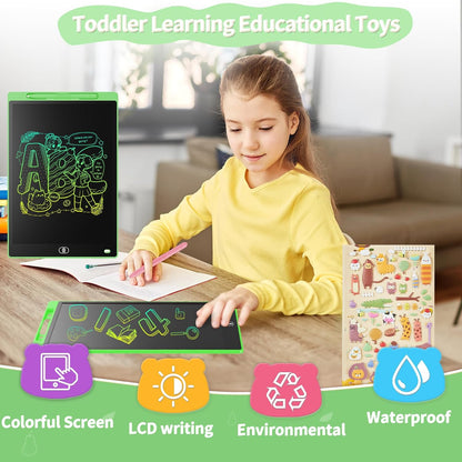 [2 Pack] Genialba LCD Writing Tablet 12-Inch Colorful Doodle Board, Toddler Learning Educational Toys Gifts for 3-8 Years Old Girls and Boys, Electronic Drawing Pad for Kids (Pink&Blue)