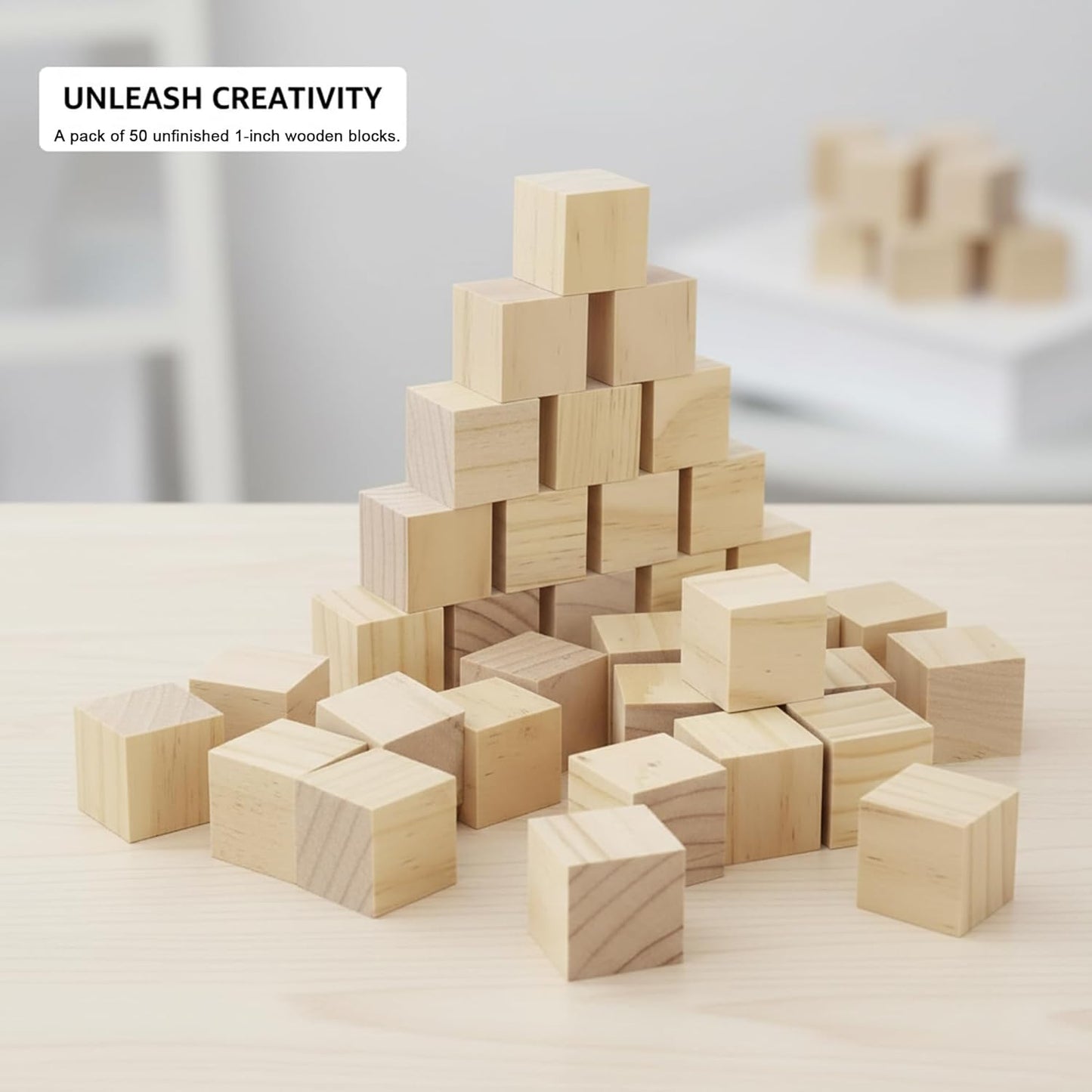 Wood Blocks for Crafts, Unfinished Wood Cubes, 2 Inch Natural Wooden Blocks, Pack of 8 Wood Square Blocks, Wooden Cubes for Arts and Crafts and DIY Projects