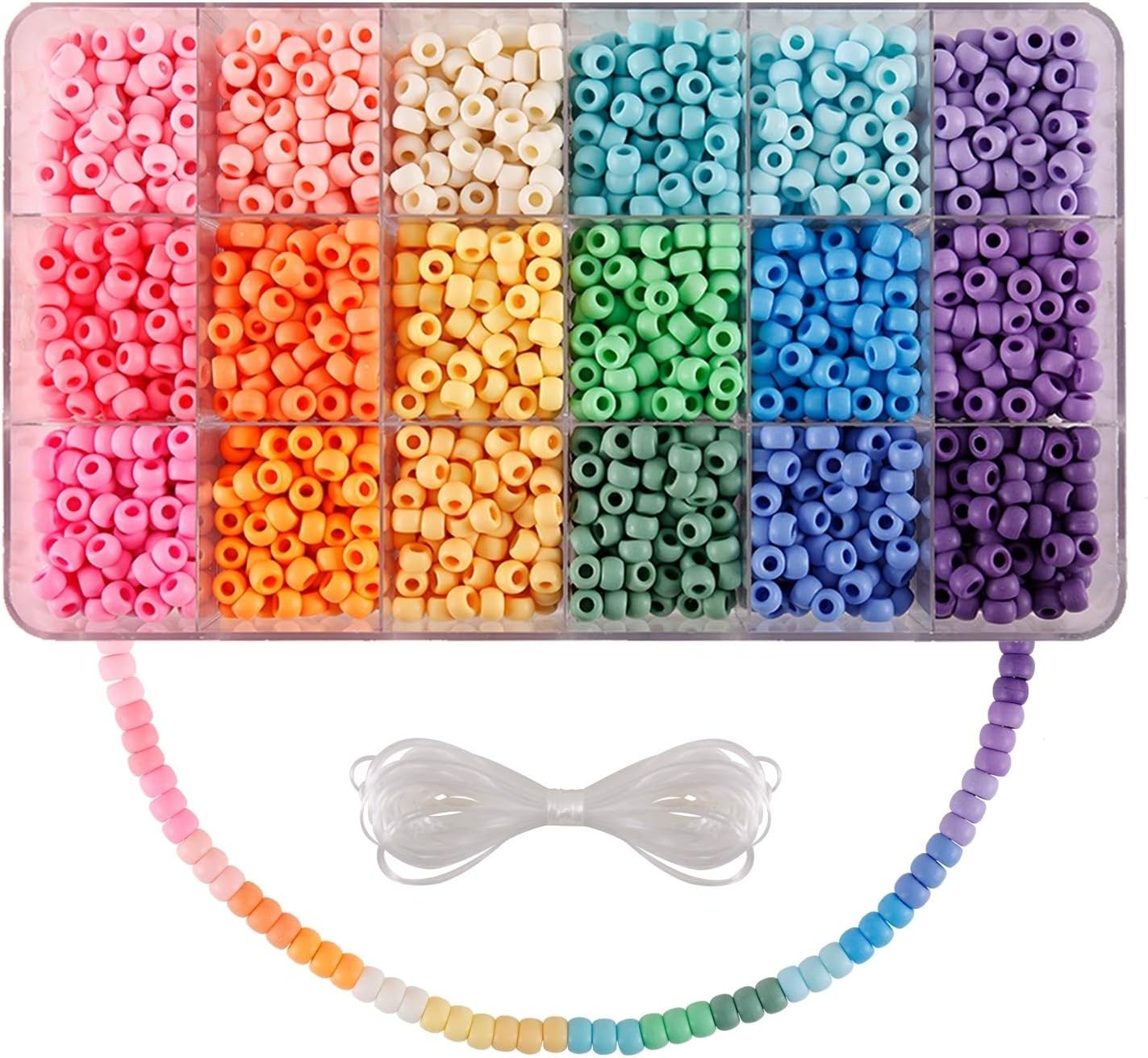 1720+pcs Pony Beads Kit 1830pcs 6 Style Letter Alphabet Beads Rainbow Plastic Pony Bead Bulk Multicolor Kandi Bead Elastic String DIY Crafts Jewelry Making Kit for Bracelets Necklaces