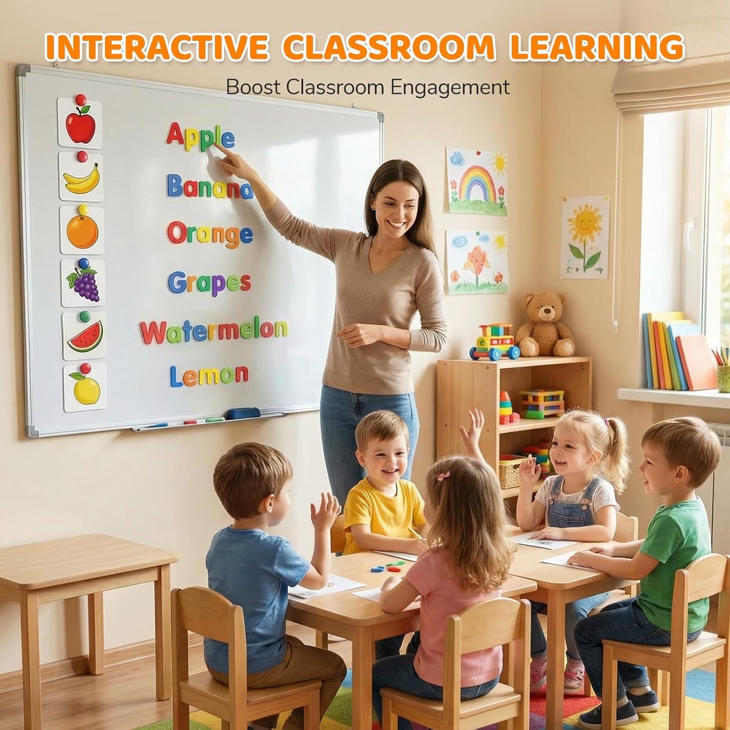 LovesTown Magnetic Alphabet Letters Kit for Kids, Double Sided Magnetic Board with Storage Box, Educational Learning Toys for Preschool Classroom and Home, 234 Pieces