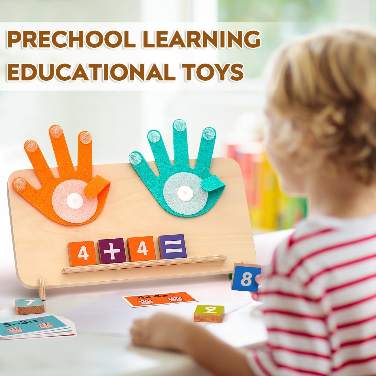 Educational Toys for 3-5 Year Old, Double-Sided Math Manipulatives Number Counting Blocks Writing Practice Board for Kids, Preschool Learning Toys for Toddlers 2-4 Years Christmas Montessori Gifts