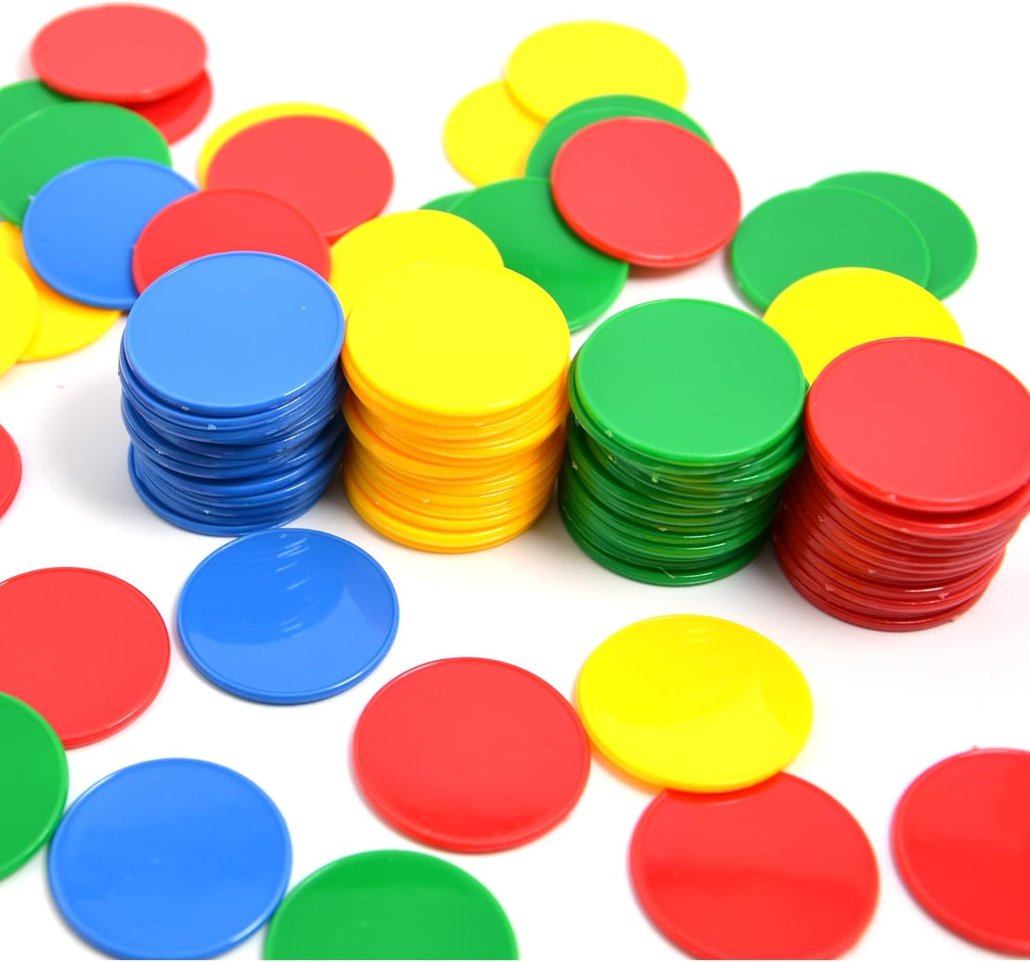 Smartdealspro 100pcs 32mm/1.26 Inch Opaque Plastic Learning Counters Disks Mini Poker Chips Game Tokens with Storage Box (Red)