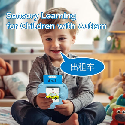 English Flash Cards Bilingual - Japanese Talking Flash Cards for Kids, Pocket Speech for Toddlers 3-12, 510 Sight Words of 31 Varieties, Sensory Toys Children with Autism (Japanese, Blue)