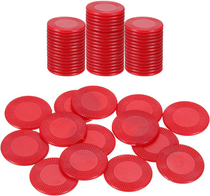 uxcell 64Pcs Plastic Poker Chips, 0.9 Inch Mini Bingo Chips Learning Counters Counting Counters Disks Markers Opaque Game Tokens for Game Play Math Counting, Red, Pattern