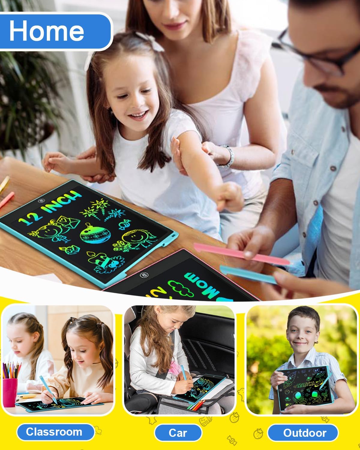cimetech Toddler Girl Gifts, LCD Writing Tablet 2 Pack, Kids Toys for 3 4 5 6 Year Old Boys, 8.5 Inch Drawing Pad Painting Coloring Books, Travel Essentials Activities, Birthday Gifts Toddler Age 1-3