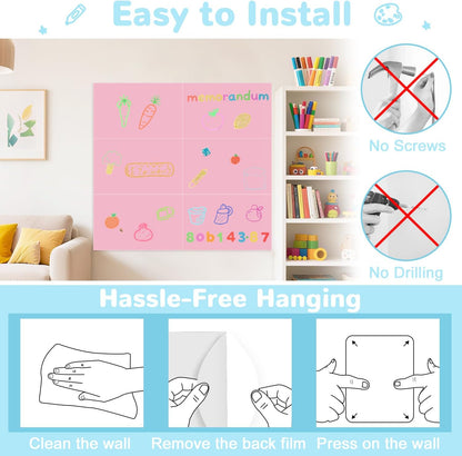 Magnetic Decal Wall for Kids Set of 6 Milk Tea Magnetic Chalkboard for Wall Peel and Stick Magnet Sheets with Chalk Tangram Puzzle and Multiple Accessories Magnetic Wall Decal for Playroom Home