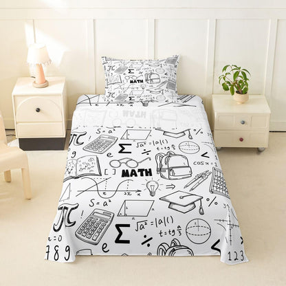 Erosebridal Chemistry Lab Fitted Sheet Twin Size Chemical Equation Bed Sheets for Boys Girls Chemical Elements Science Theme Bed Set Teens Kids Science Students Bedding Set School Dorm Room Decor