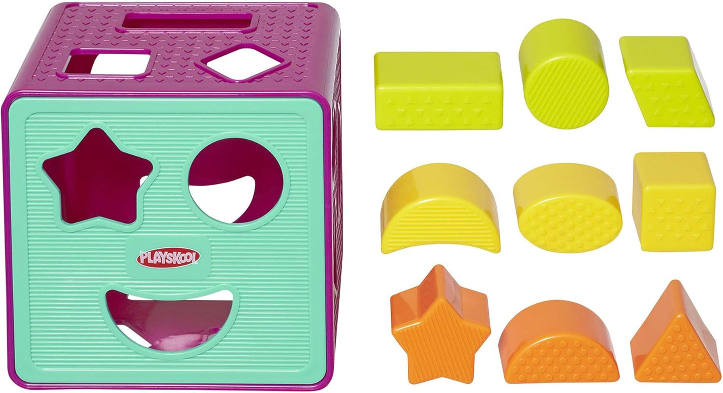 Playskool Form Fitter Shape Sorter Matching Activity Cube Toy with 9 Shapes for Toddlers and Kids 18 Months and Up (Amazon Exclusive)