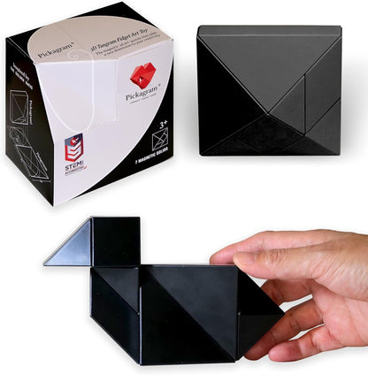 Pickagram Tangram 3D Magnetic Puzzle for Kids (8-12), Adults & Seniors | STEM Certified Fidget Puzzle - Magnetic Pattern Blocks for Cognitive Development, Creativity & Focus - Random Mix