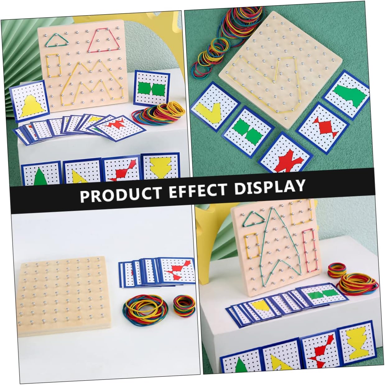 BESPORTBLE Boys and Girls Mathematics Learning Tools Geoboard for Boys and Girls Nail Board Elastic Strips Educational Geometry Tool Creative Teaching Aid