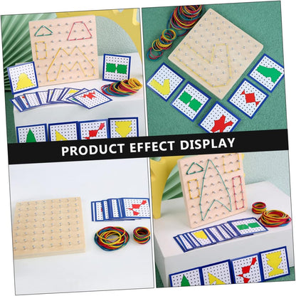 BESPORTBLE Boys and Girls Mathematics Learning Tools Geoboard for Boys and Girls Nail Board Elastic Strips Educational Geometry Tool Creative Teaching Aid