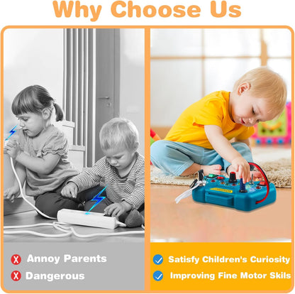 Toddler Toys LED Busy Board,Montessori Toy for 1-3 Year Old, Kids Sensory Board, Light Switches Preschool Learning Activities Travel Toy for 1 2 3 4 Boys Girls Birthday