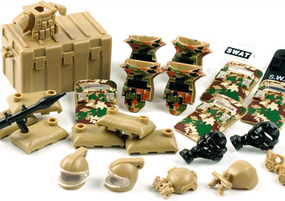 Military Army Weapons Pack Accessories - Special Army Swat Team Building Block Toys,Militray Soldier Armor Camouflage Weapons E.O.D Suits Equipment Gear Sets