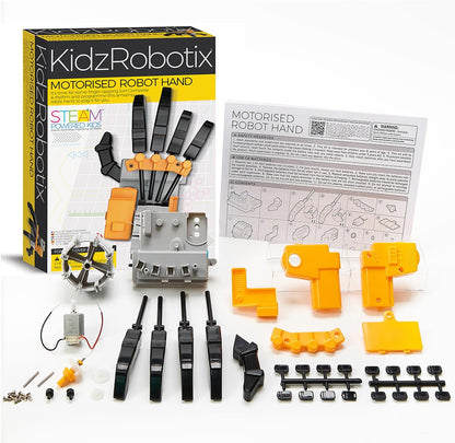 4M: KidzRobotix - Motorized Robot Hand - DIY Building Science Kit, Programmable Drum, Lever-Based Fingers, Precision Gear System, STEM Toy, Kids 8+
