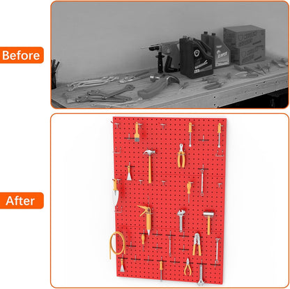 TORACK 3 PCS Metal Pegboard Panels(12x24 inch) for Wall Garage Tools Storage Pegboard for Workbench, Modular Peg Board Tool Organizer Board Kit(Pack of 3, Orange)