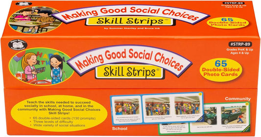 Super Duper Publications Making Good Social Choices Skill Strips®, Critical Thinking Flashcards, Educational Resource