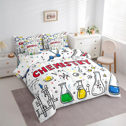 Erosebridal Chemical Equation Bed in a Bag Queen Comforter Set 7 Piece,Chemistry Bedding Sets Science Students Learning Gift Sheet Set with Comforter,Molecular Formula Education Bed Set - Colors A