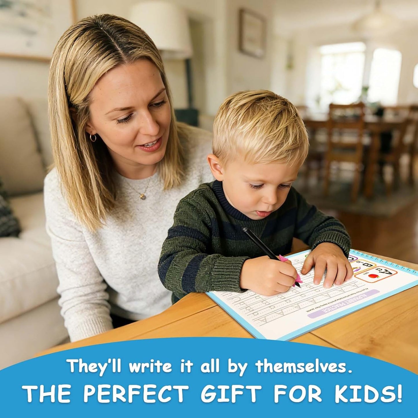 Magic Grooved Writing Practice for Kids Ages 3–8, Reusable Handwriting Workbooks with Deep Tracing Grooves and Preschool Learning Activities, Perfect Educational Gift