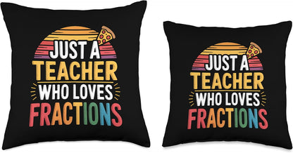Pizza Fractions Math Slices Learning - Parts & Circle Throw Pillow