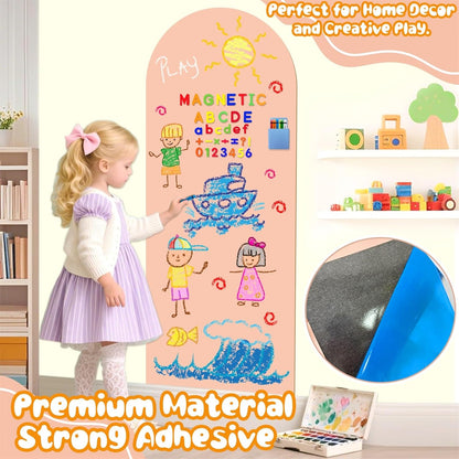 8 PCS Magnetic Wall Decals for Kids Magnetic Chalkboard Peel and Stick Magnet Sheets Board Sticker Tangram Puzzle Self Adhesive Contact Paper Dry Erase Blackboard for Playroom Homeschool 15.7"x10.4"