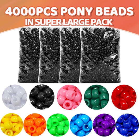 Praisebank 4000pcs Dark Green Pony Beads for Jewelry Making, Crafts, Hair Braids