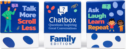 Chatbox 200 Conversation Starter Cards - Family Games for Kids and Adults - Fun Travel Games - Party Card Game - Conversation Cards - Couples Card Game for Game Night