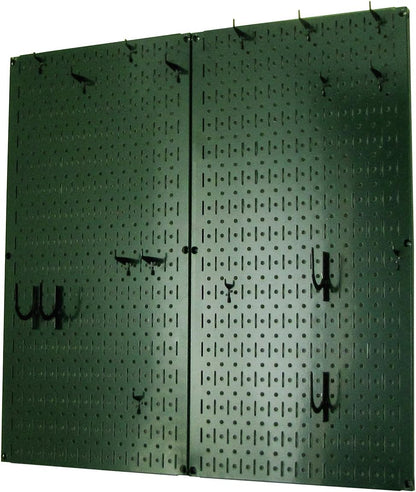 Wall Control Kitchen Pegboard Organizer Pots and Pans Storage Rack Organization Kit with Green Pegboard and White Accessories