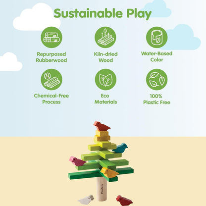 PlanToys® Balancing Cactus | Montessori Wooden Toy for Toddlers | STEM Game for Fine Motor Skills, Logic & Coordination | Eco-Friendly Educational Toy for Kids Ages 3+